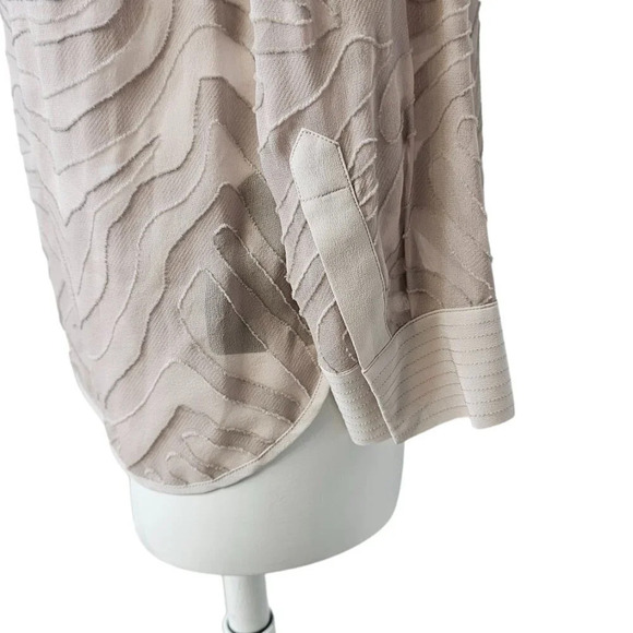Rebecca Taylor Liger Silk Blend Long Sleeve  Blouse Size 2 in Sleek - Picture 2 of 10